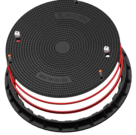 High Quality SMC Composite Waterproof Manhole Cover FRP GRP Fiberglass Round Manhole Cover and Frame Plastic Resin Double Seal Lock Manhole Cover 